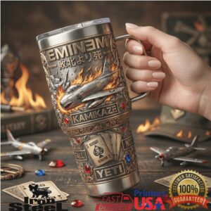 Eminem Kamikaze FU 2 Fighter Jet Album Anniversary Style Hip Hop Gifts For Fans Stainless Steel Insulated Tumbler