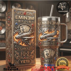 Eminem Kamikaze FU 2 Fighter Jet Album Anniversary Style Hip Hop Gifts For Fans Stainless Steel Insulated Tumbler