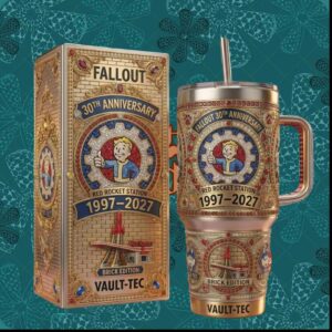 Fallout 30th Anniversary 1997 2027 Vault Tec Vault Boy Red Rocket Station Brick Edition Tumbler