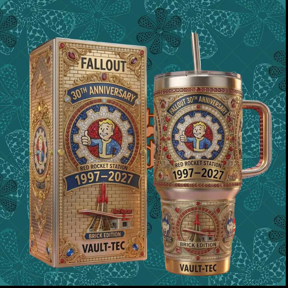 Fallout 30th Anniversary 1997 2027 Vault Tec Vault Boy Red Rocket Station Brick Edition Tumbler Fallout 30th Anniversary 1997 2027 Vault Tec Vault Boy Red Rocket Station Brick Edition Tumbler