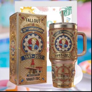 Fallout 30th Anniversary 1997 2027 Vault Tec Vault Boy Red Rocket Station Brick Edition Tumbler