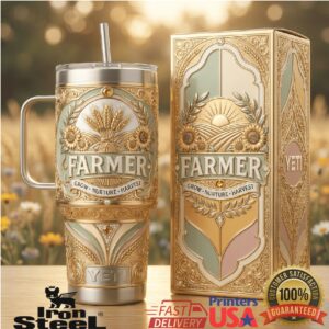 Farmer Grow Nurture Harvest Wheat Field Aesthetic Agriculture Work Appreciation Gift Stainless Steel Insulated Tumbler