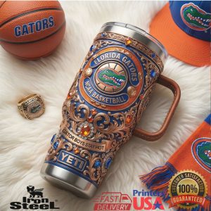 Florida Gators NCAA Basketball Gator Boys Stay Hot Vintage Blue Orange Fans Tumbler