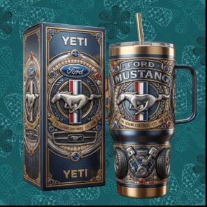Ford Mustang The Legend Continues Est 1964 V8 Engine Muscle Car Stainless Steel Insulated Tumbler