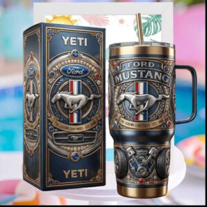 Ford Mustang The Legend Continues Est 1964 V8 Engine Muscle Car Stainless Steel Insulated Tumbler