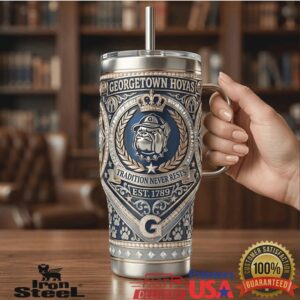 Georgetown Hoyas Tradition Never Rests Est 1789 Bulldog Fan Vintage Style Navy Tumbler