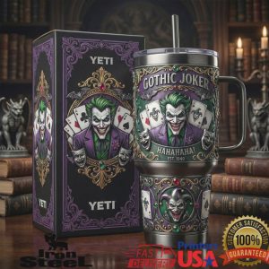Gothic Joker HaHaHa DC Comics Est 1940 Filigree 40oz Tumbler with Handle