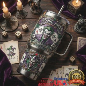 Gothic Joker HaHaHa DC Comics Est 1940 Filigree 40oz Tumbler with Handle