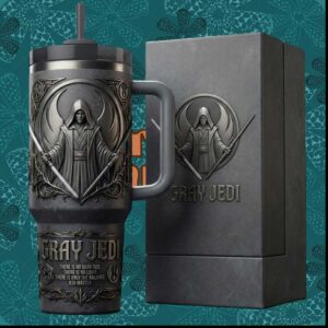 Gray Jedi Balance Order Ancient Force Master Stone Carved 40oz Tumbler