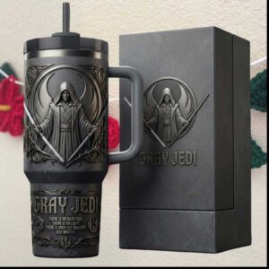 Gray Jedi Balance Order Ancient Force Master Stone Carved 40oz Tumbler
