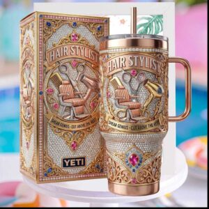 Hair Stylist Shear Genius Rose Gold Luxury Jewels Beauty Salon Professional Gift Stainless Steel Insulated Tumbler