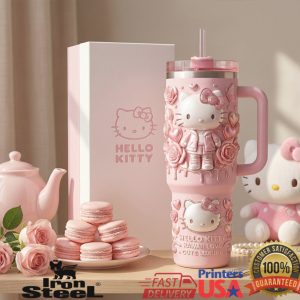 Hello Kitty Kawaii Love Valentine’s Day Pink Rose Luxury Tumbler