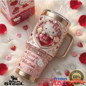 Hello Kitty Kawaii Love Valentine’s Day Pink Rose Luxury Tumbler