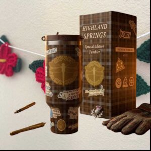 Highland Springs Outlander Sassenach Dragonfly Plaid Fraser Ridge Scottish Tumbler