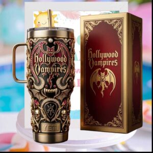 Hollywood Vampires Rock Band Tour Gothic Vampire Bat Ornate Music Fan Gift Stainless Steel Insulated Tumbler