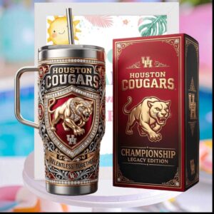 Houston Cougars Championship Legacy Edition NCAA Houston Pride Athletics Red White Gift Stainless Steel Insulated Tumbler