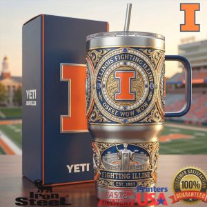 Illinois Fighting Illini Oskee Wow Wow NCAA Fan 40oz Insulated Tumbler