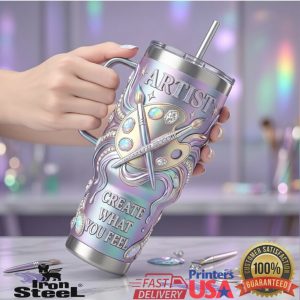 Inspirational Artist Create What You Feel Colorful Painting Palette Creative Art Teacher Gift Tumbler