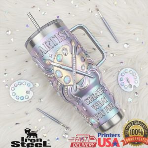 Inspirational Artist Create What You Feel Colorful Painting Palette Creative Art Teacher Gift Tumbler