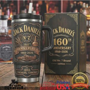 Jack Daniels 160th Anniversary 1866 2026 Vintage Old No. 7 Brand Gift Stainless Steel Insulated Tumbler