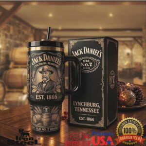 Jack Daniel's Old No. 7 Brand Vintage Whiskey Label Black 40oz Stainless Steel Insulated Tumbler