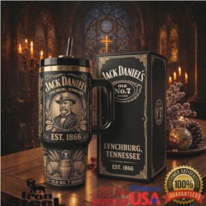 Jack Daniel's Old No. 7 Brand Vintage Whiskey Label Black 40oz Stainless Steel Insulated Tumbler