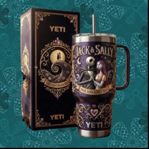 Jack and Sally Nightmare Before Christmas True Love Never Dies Goth Gift Stainless Steel Insulated Tumbler