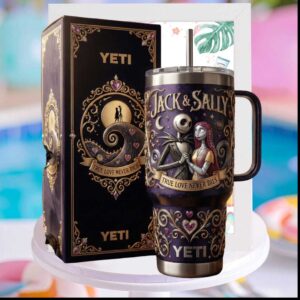 Jack and Sally Nightmare Before Christmas True Love Never Dies Goth Gift Stainless Steel Insulated Tumbler
