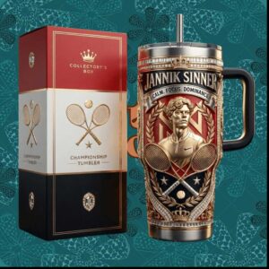 Jannik Sinner Tennis Championship Winner Sports Memorabilia 20oz Gift for Fans Stainless Steel Insulated Tumbler