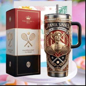 Jannik Sinner Tennis Championship Winner Sports Memorabilia 20oz Gift for Fans Stainless Steel Insulated Tumbler