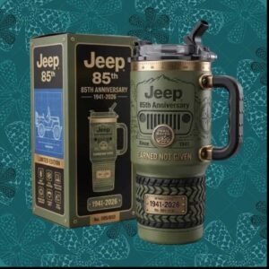 Jeep 85th Anniversary 1941 2026 Olive Green Rugged Off Road Tumbler