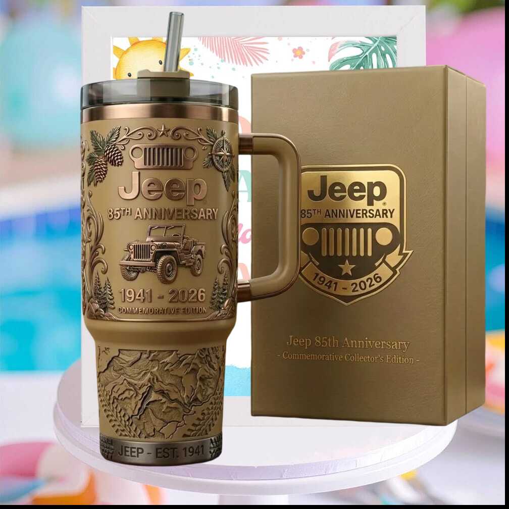 Jeep 85th Anniversary Commemorative Collector’s Edition 1941 2026 Gold Heritage Gift Tumbler Jeep 85th Anniversary Commemorative Collector’s Edition 1941 2026 Gold Heritage Gift Tumbler