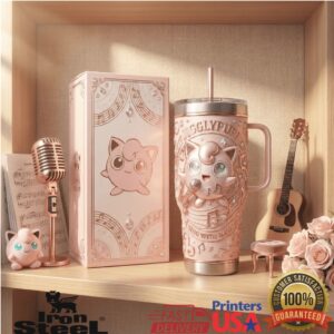 Jigglypuff Sing With Magic Pokemon Pink Rose Gold Kawaii Fan Gifts Stainless Steel Insulated Tumbler