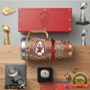 Kansas City Chiefs World Champions Chiefs Kingdom Luxury Gold Red Fan Apparel Tumbler