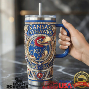 Kansas Jayhawks Rock Chalk Championship Heritage Edition Blue Gold Tumbler