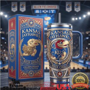 Kansas Jayhawks Rock Chalk Championship Heritage Edition Blue Gold Tumbler