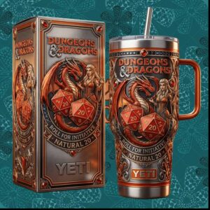 Dungeons & Dragons Natural 20 Roll For Initiative Retro Fantasy Tabletop RPG Gamer Gift Stainless Steel Insulated Tumbler