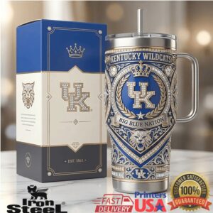 Kentucky Wildcats Big Blue Nation 40oz Tumbler Luxury Crystal Inlay Collector's Series