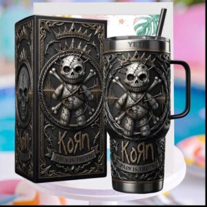 Korn Pain Is Truth Voodoo Doll Vintage Heavy Metal Band Fan Gift Stainless Steel Insulated Tumbler
