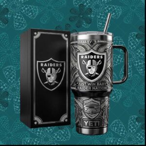 Las Vegas Raiders Just Win Baby Raider Nation NFL Football Fan Gifts Tumbler