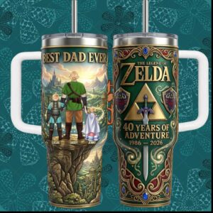 Legend of Zelda Best Dad Ever 40 Years of Adventure Personalized Tumbler