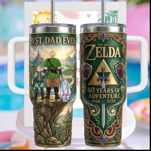 Legend of Zelda Best Dad Ever 40 Years of Adventure Personalized Tumbler