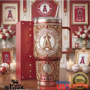 Los Angeles Angels Baseball Established 1961 Vintage Luxury Filigree Fan Gift Tumbler