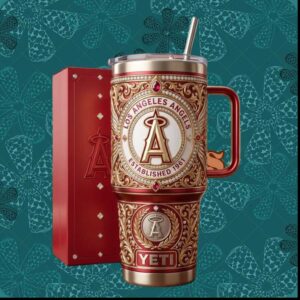 Los Angeles Angels Established 1961 Ornate Gold Filigree MLB Tumbler