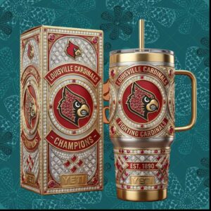 Louisville Cardinals Fighting Cardinals NCAA Champions Ruby Inlaid Collectible Fan Gift Stainless Steel Insulated Tumbler
