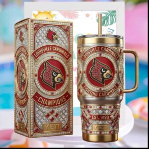 Louisville Cardinals Fighting Cardinals NCAA Champions Ruby Inlaid Collectible Fan Gift Stainless Steel Insulated Tumbler
