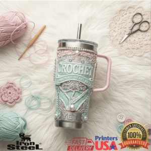 Luxury Crochet Handmade With Heart Pearl Lace 40oz Artist Tumbler