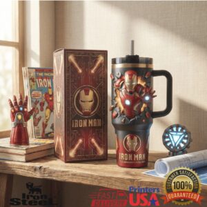 Marvel Iron Man The Armored Avenger 3D Pop Out Retro Gifts Stainless Steel Insulated Tumbler