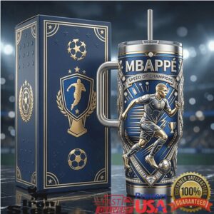 Mbappé Speed of Champions Soccer 40oz Tumbler Football Legend Insulated Travel Tumbler