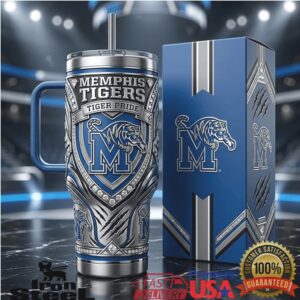 Memphis Tigers Tiger Pride 40oz Tumbler Blue and Silver Metallic Collegiate Edition